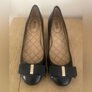 Michael Kors chunky heel ballet flats black leather